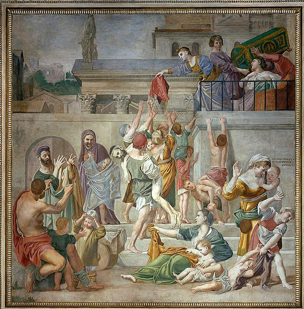 Domenichino, Saint Cecilia Distributing Alms, fresco, 1612–15, San Luigi dei Francesi, Rome