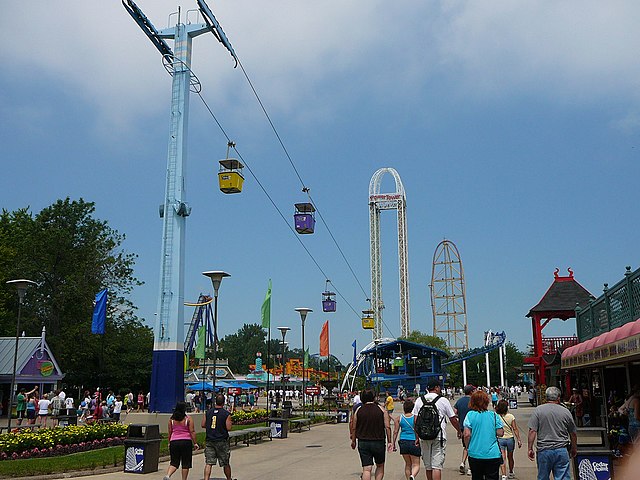 View of the Sky Ride from the main midway (2009)
