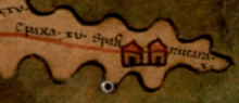 The town of Charax Spa. on the 4th century Peutinger map Charax (Peutinger Map).png