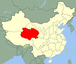 Местоположение на Цинхай на картата на Китай