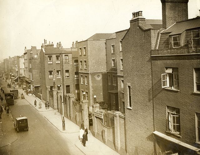 Former Cleveland Street workhouse, London W1, photographed in 1930. It later became part of the Middlesex Hospital.