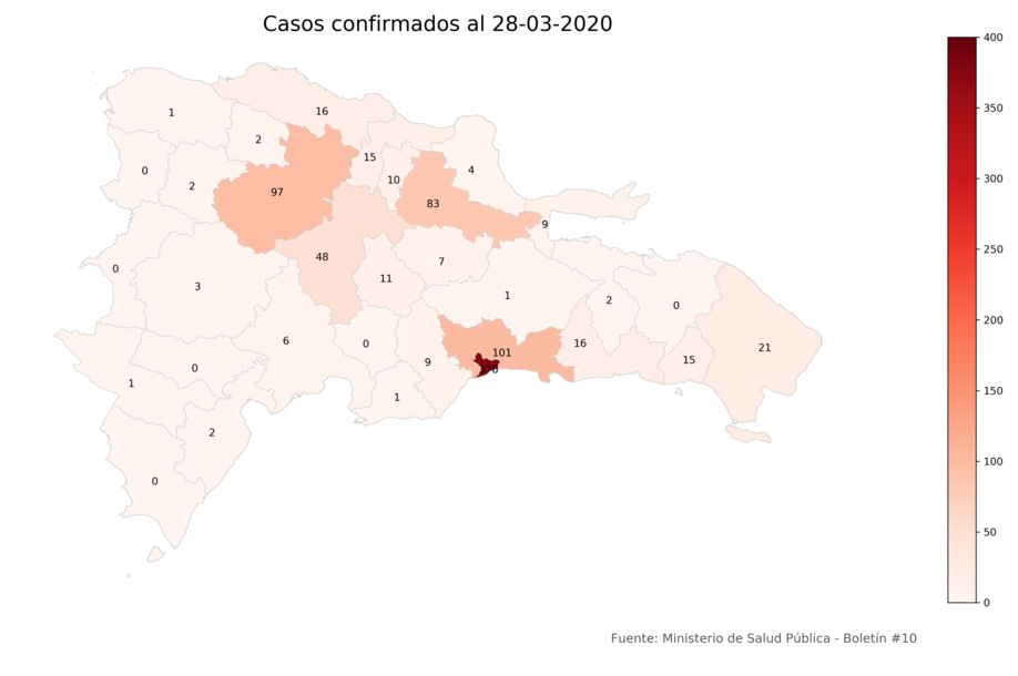 Confirmed COVID-19 cases as of 04/19/2020. Confirmed cases per province as of 28-03-2020.png