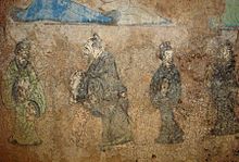 Fresco showing Confucius and Laozi meeting