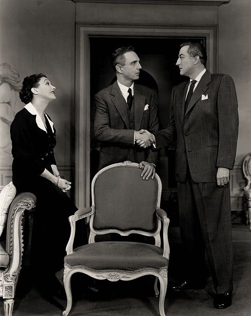 Katharine Cornell, Robert Flemyng and Emery in a revival of W. Somerset Maugham's The Constant Wife (1953)
