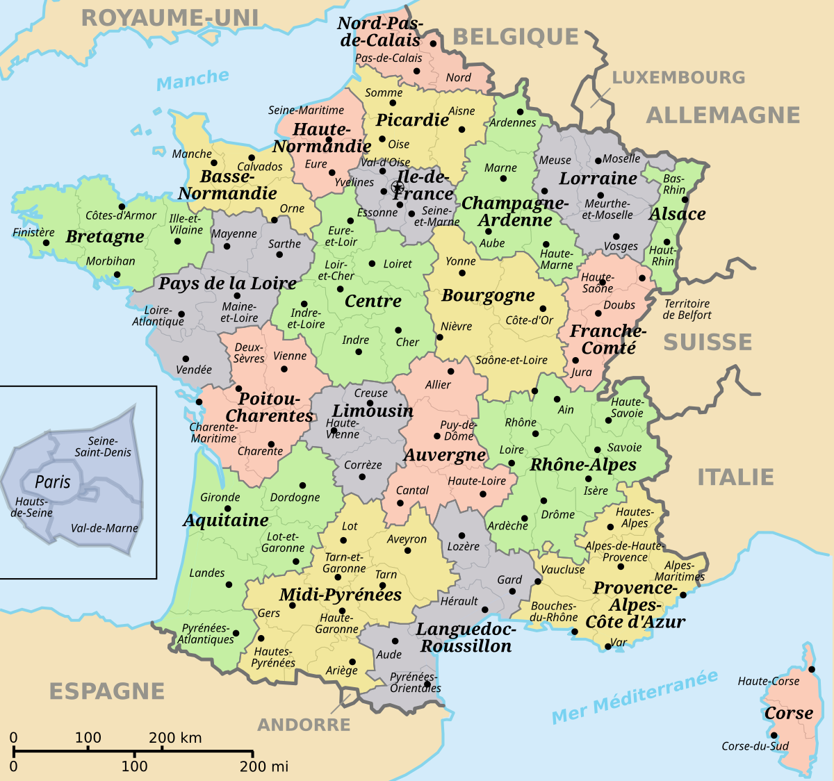 carte de france region et departement File:Départements+régions (France).svg   Wikimedia Commons