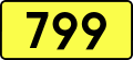 English: Sign of DW 799 with oficial font Drogowskaz and adequate dimensions.