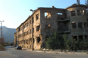 Damaged buildings from the fighting on the Croatian side of Mostar.JPEG
