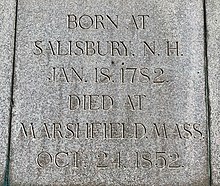 One of the inscriptions on the memorial's pedestal Daniel Webster Memorial 8.jpg