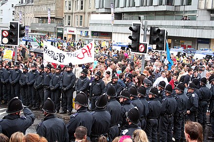 Anti-globalization protests in Edinburgh during the start of the 31st G8 summit