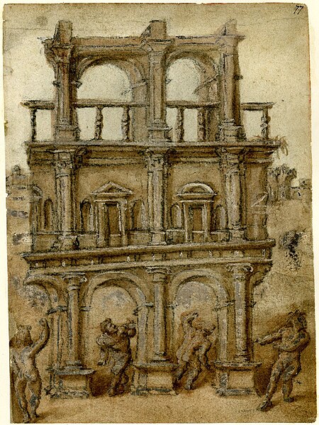 File:Elevation of the Belvedere court seen as a ruin by Amico.jpg