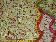 A 1756 map of the Endless Mountains on display at the Smithsonian Institution's National Museum of American History in Washington, D.C. Endless Mountains 1756 map.jpg