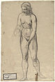 Studio di nudo femminile, preparatorio per Tobías e l'angelo, 1858 circa, appartenente a una serie di dieci disegni di Eduardo Rosales acquisiti nel 1926 dalla figlia Carlota (Prado, Gabinete de Dibujos y Estampas).