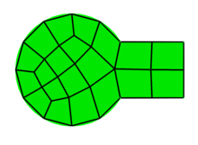 Finite element mesh of quadrilaterals of a curved domain. Example finite element mesh, for illustrating the concept.png