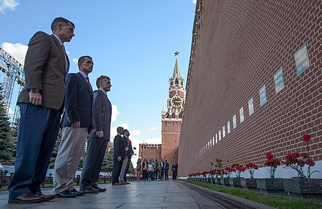 ISS Expedition 49 pre-launch ceremony, Thursday 1 September, with Red Square visit in Moscow