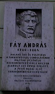 Thumbnail for File:Fáy András emléktáblája V kerület Kamermayer Károly tér.jpg