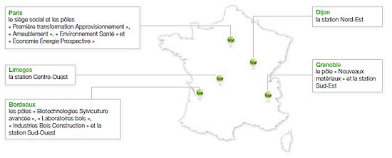 FCBA - Sites d’implantation et Délégations territoriales