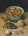 Georg Flegel: Bodegón con cuenco de frutos secos y ratón (1638). Galería Lempertz. Colonia.