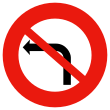 Sinal de proibição para virar à esquerda no próximo cruzamento