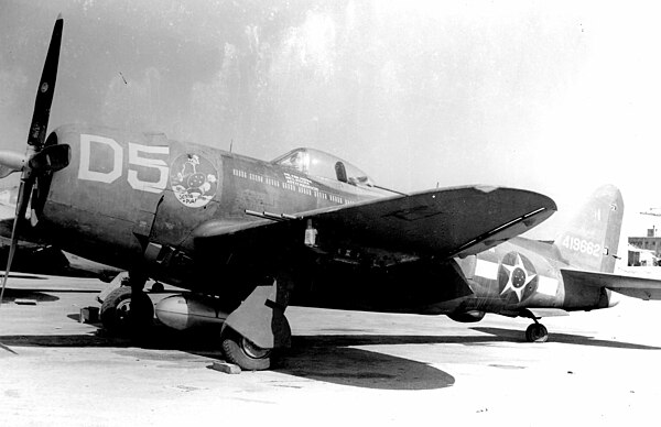 1º GAC P-47s carried the "Senta a Pua!" emblem as nose art along with the national insignia of Brazil.