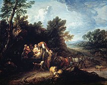 Thomas Gainsboroughs De oogstwagen, 784, dat vooruitloopt op de Engelse romantische landschapsschilderkunst van Constable en anderen.