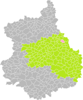 Position de Gallardon (en rose) dans l'arrondissement de Chartres (en vert) au sein du département d'Eure-et-Loir (grisé).