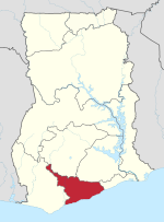 Localização da Região Central em Gana