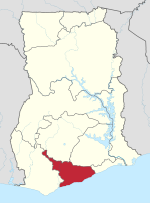 Lage der Zentralregion in Ghana