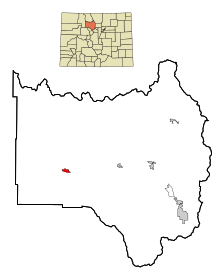 Grand County Colorado Obszary zarejestrowane i nieposiadające osobowości prawnej Kremmling Highlighted.svg