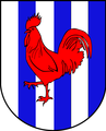 Gallo rojo resistente (escudo de armas de Grandevent, Suiza)