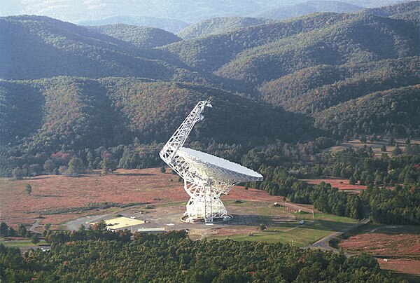 The Robert C. Byrd Green Bank Radio Telescope (GBT) has a collecting area of 2.3 acres (0.93 ha) which focuses the radio waves falling on it onto sens