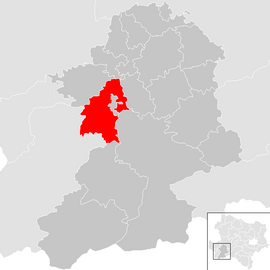 Poloha obce Gresten-Land v okrese Scheibbs (klikacia mapa)
