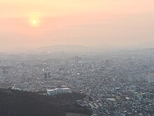 Picture taken from a hill overlooking Gwangju in April 2017.