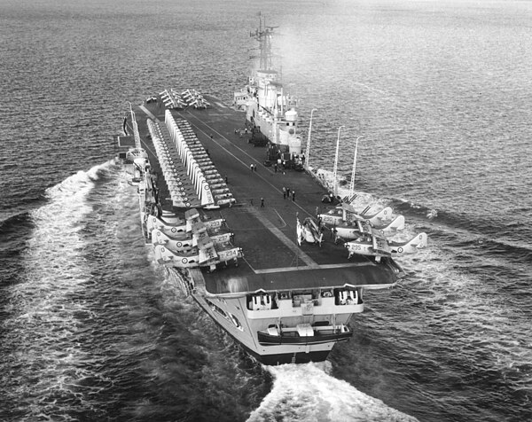 Ark in the late 1950s, before the port deck-edge lift was removed