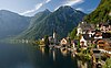 A view of Hallstatt, as typically shown in guide books and brochures.