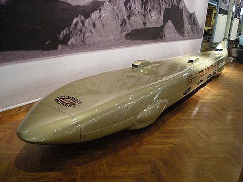 The streamlined 1965 Goldenrod racing car on display at the Henry Ford Museum of American Innovation in Dearborn, Michigan (2012)