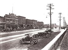 Murray's historic downtown with Trolley Tracks, circa 1920