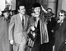 Knox and Jorgensen after being denied a marriage license, April 1959 Howard Knox and Christine Jorgensen.jpg