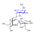 Hygromycin B (blau: Desoxystreptamin-Struktur)