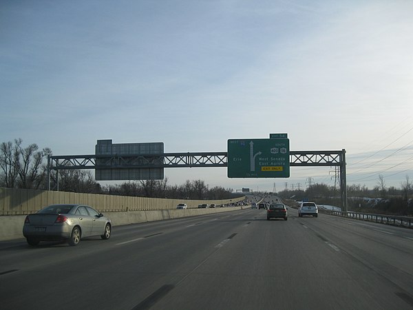 Approaching exit 54 on I-90 westbound in West Seneca