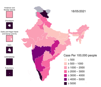 Indien COVID-19-Fälle Dichte map.svg