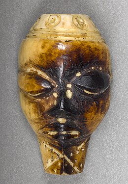 Antique african art, Ikhokho ivory mask of Pende tribe, Africa
