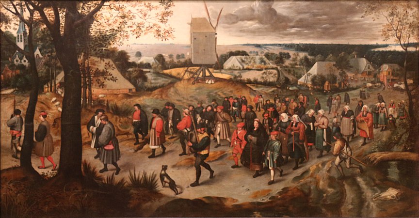 Fra Jan Brueghel den eldre, prosesjonen til et bondebryllup.