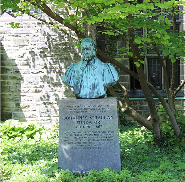 Bust of John Strachan in the Trinity quad, 2020