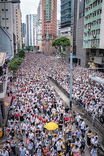 2019年6月9日香港逃亡犯条例改正案反対デモ