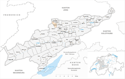 Harta e komunës Châtelat në distriktin Jura Bernois