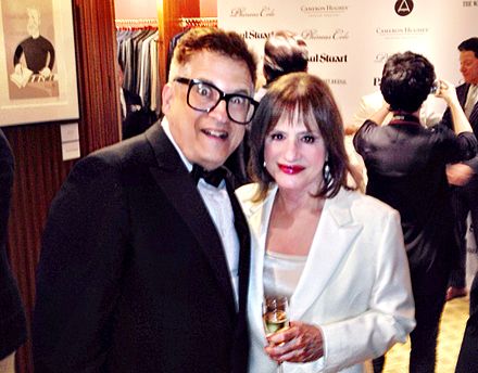LuPone with artist Ken Fallin at The Wall Street Journal's Tony Awards party, which LuPone hosted and at which Fallin's work was auctioned for charity