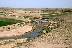 Meandry řeky zhruba 60 km od ústí do Eufratu