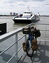 Bicycle on the ''Waterbus'' Fast Ferry Rotterdam-Dordrecht near stop ''Krimpen aan den IJssel Stormpolder''