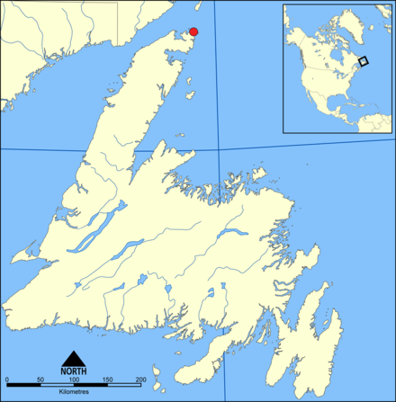 The location of L'Anse aux Meadows in Newfoundland