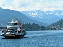 Car ferry across Lake Maggiore, Italy Lago Maggiore Traghetto.JPG